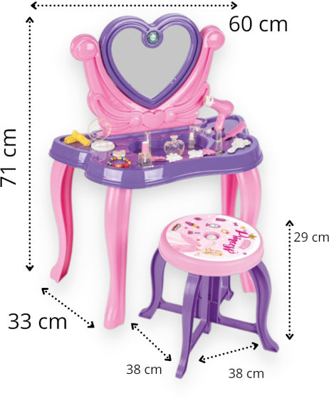 Load image into Gallery viewer, Pilsan Heart speelgoedmake-uptafel met geluid paars 21-delig