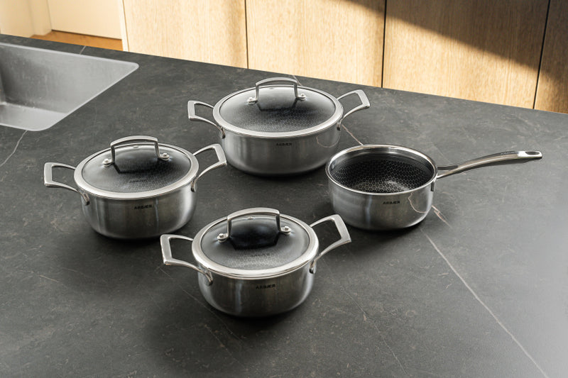 Load image into Gallery viewer, Arbaer 7-delige pannenset inductie met honingraat anti-aanbaklaag