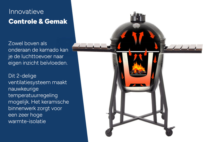 Load image into Gallery viewer, Arbaer Kamado Large Ø 21 inch met Frame Keramisch Zwart