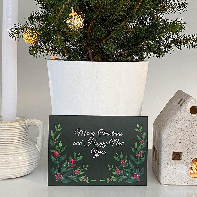Afbeelding laden in galerijviewer, Art by andu wenskaart christmas green