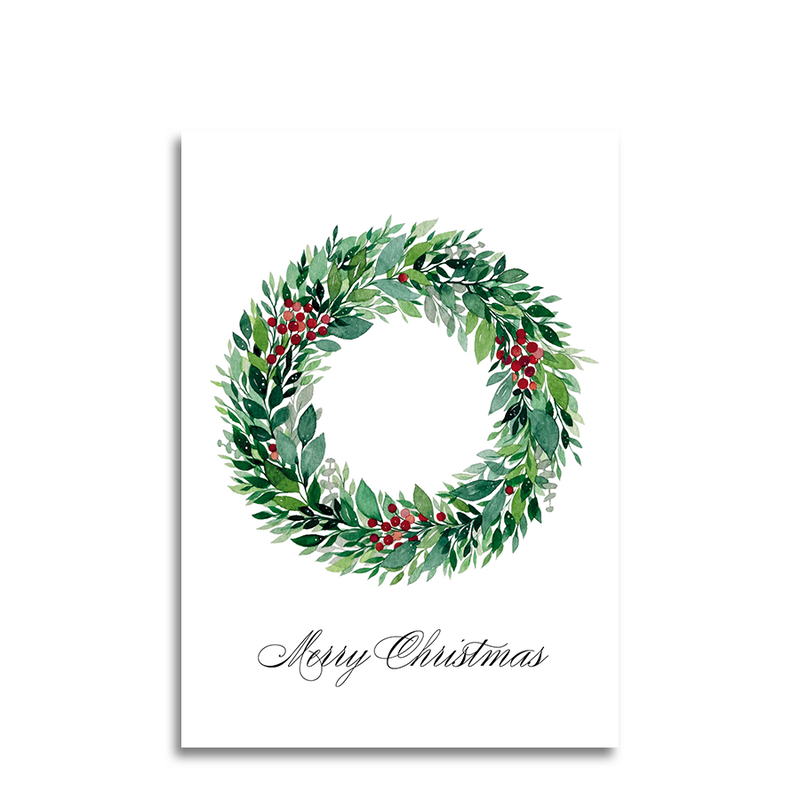 Afbeelding laden in galerijviewer, Art by andu wenskaart christmas wreath