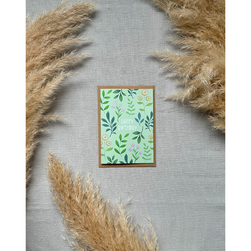 Afbeelding laden in galerijviewer, Art by andu wenskaart hbd green