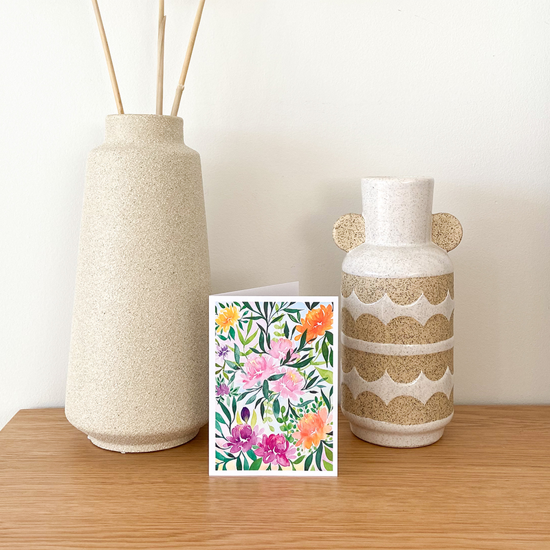 Afbeelding laden in galerijviewer, Art by andu wenskaart jungle flowers