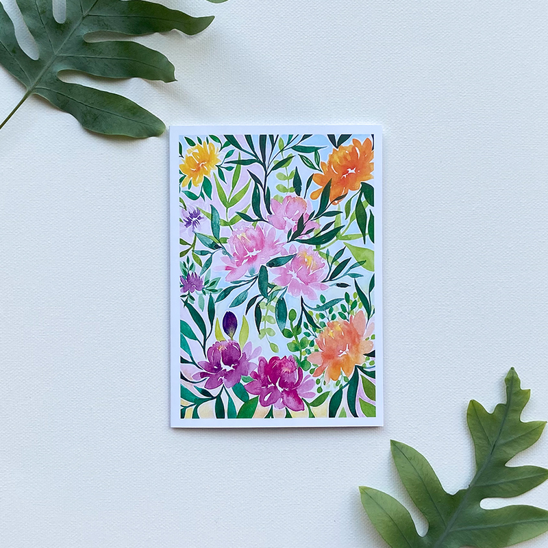 Afbeelding laden in galerijviewer, Art by andu wenskaart jungle flowers