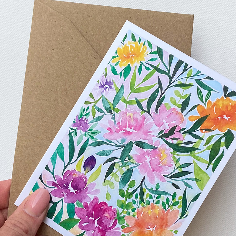 Afbeelding laden in galerijviewer, Art by andu wenskaart jungle flowers