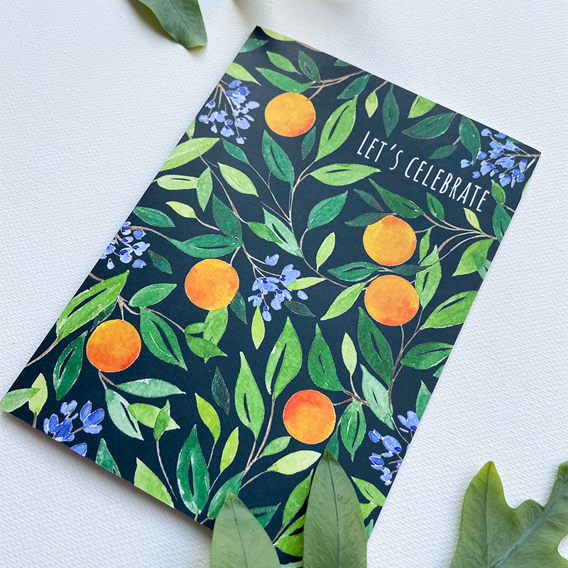 Afbeelding laden in galerijviewer, Art by andu wenskaart orange tree