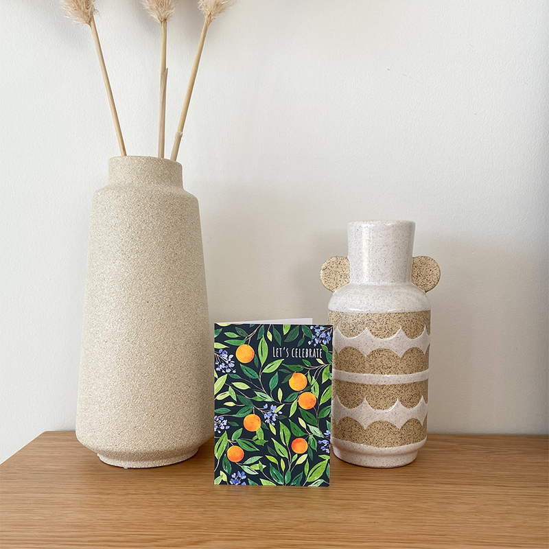 Afbeelding laden in galerijviewer, Art by andu wenskaart orange tree