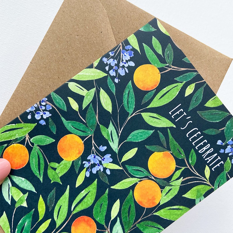 Afbeelding laden in galerijviewer, Art by andu wenskaart orange tree