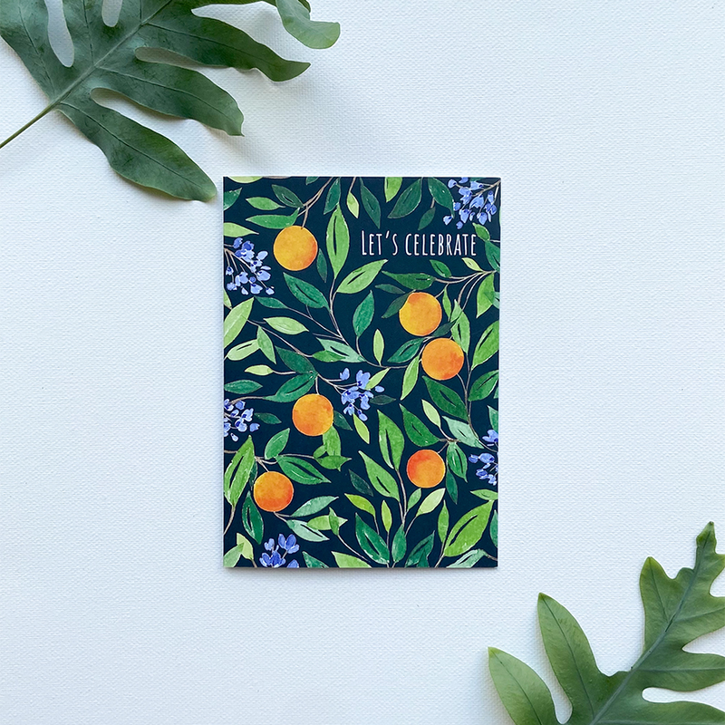 Afbeelding laden in galerijviewer, Art by andu wenskaart orange tree