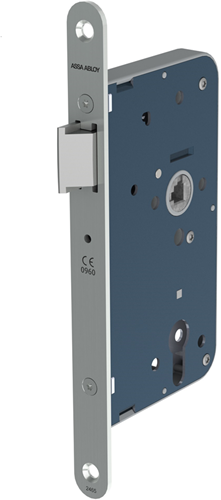 Afbeelding laden in galerijviewer, Assa abloy 2465 loopslot | dm50mm | krukgat 8mm | voorplaat staal gelakt 20x235mm afgerond | dr 1+3 2+4 - 7962040