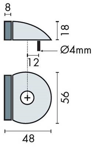 Afbeelding laden in galerijviewer, Assa abloy rvs deurstopper | halfmaan vloerdeurstop | ø56 x 48 x 18mm | rubber 8mm | lengte: 48 mm - p000238189-001-001