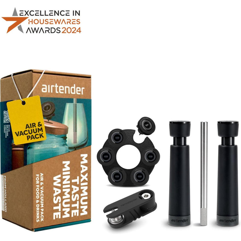 Load image into Gallery viewer, Airtender air vacuum - vacuã¼mpomp, luchtpomp, beluchter, 6 stoppers met bewaarclip in cadeaudoos