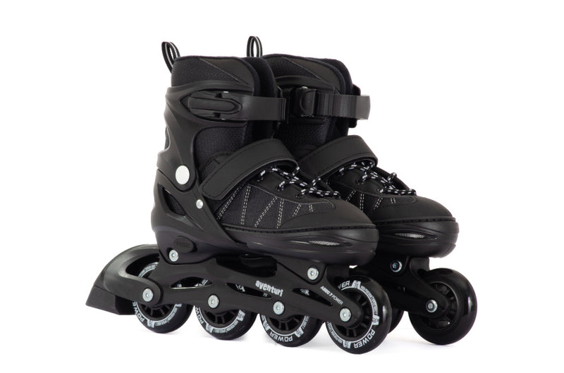 Load image into Gallery viewer, Aventuri verstelbare inline skates semi-softboot zwart maat 30-33 (s)