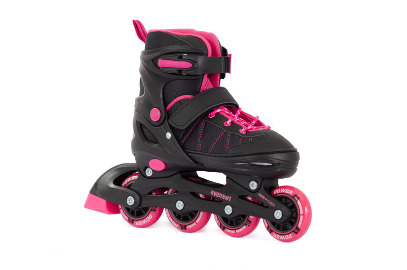 Load image into Gallery viewer, Aventuri verstelbare inline skates semi-softboot zwart roze maat 30-33 (s)