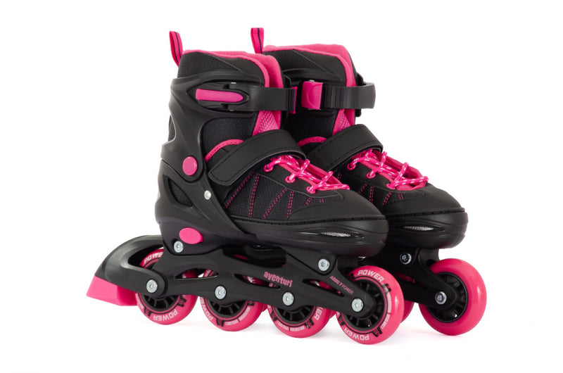 Load image into Gallery viewer, Aventuri verstelbare inline skates semi-softboot zwart roze maat 30-33 (s)