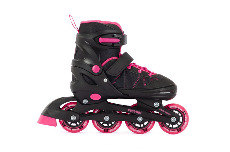 Load image into Gallery viewer, Aventuri verstelbare inline skates semi-softboot zwart roze maat 30-33 (s)