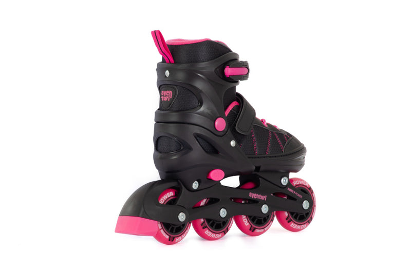 Load image into Gallery viewer, Aventuri verstelbare inline skates semi-softboot zwart roze maat 30-33 (s)