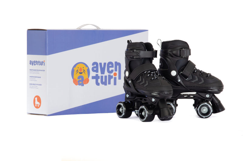 Load image into Gallery viewer, Aventuri verstelbare rolschaatsen semi-softboot zwart maat 31-34 (s)