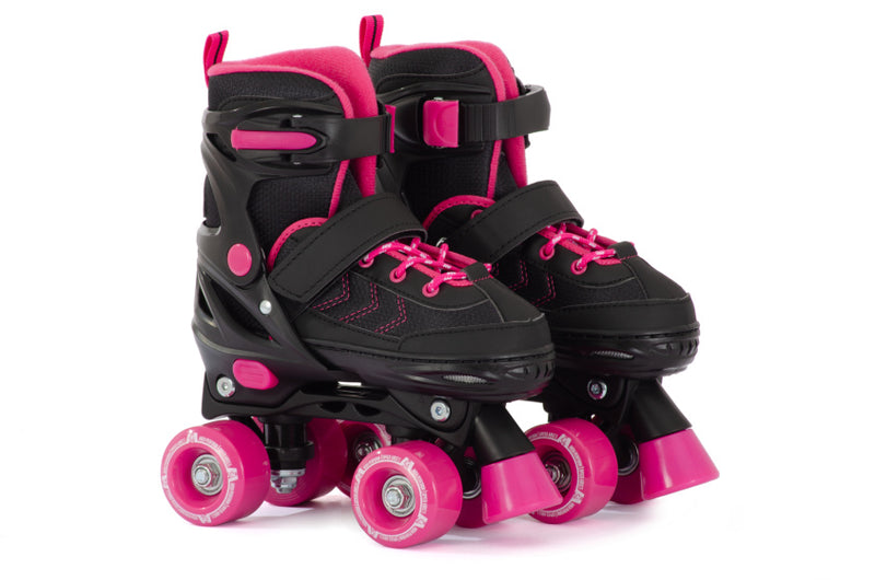 Load image into Gallery viewer, Aventuri verstelbare rolschaatsen semi-softboot zwart roze maat 27-30 (xs)
