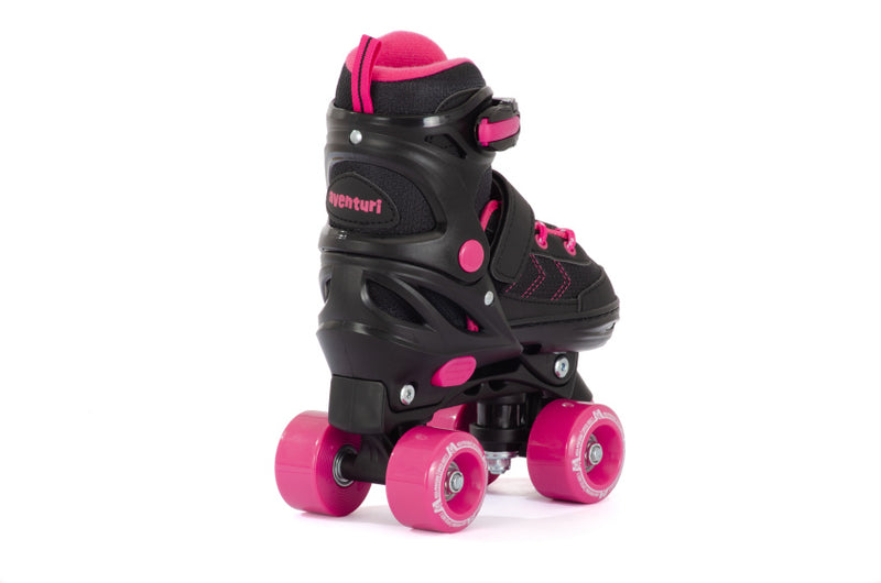 Load image into Gallery viewer, Aventuri verstelbare rolschaatsen semi-softboot zwart roze maat 27-30 (xs)