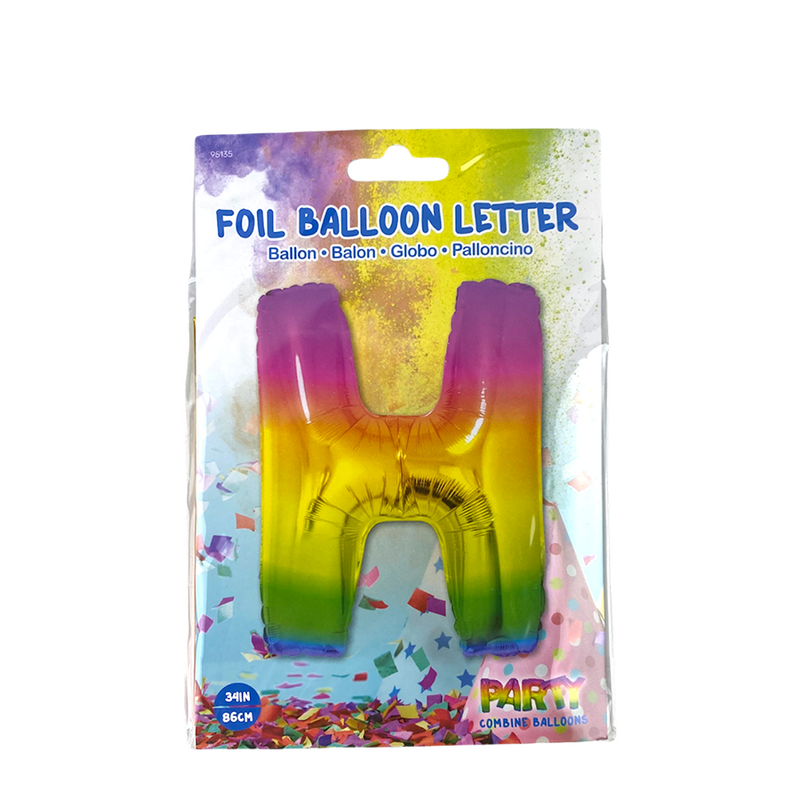 Afbeelding laden in galerijviewer, Ballon folie letter h rainbow 86cm