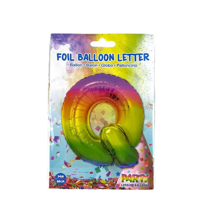 Afbeelding laden in galerijviewer, Ballon folie letter q rainbow 86cm