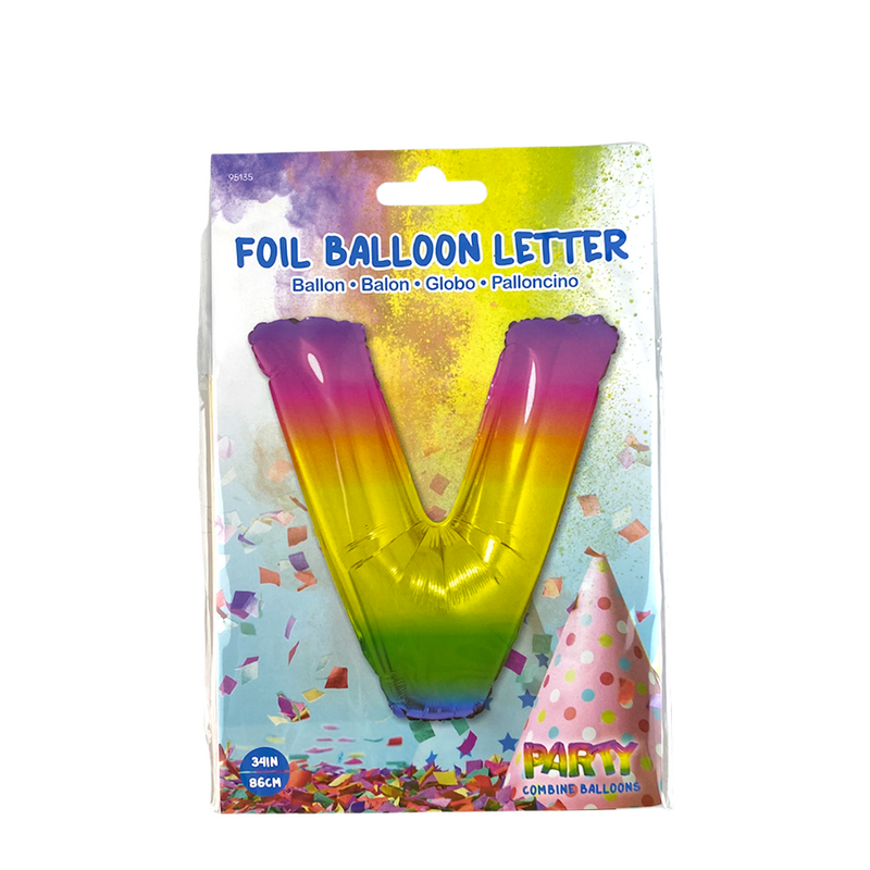 Afbeelding laden in galerijviewer, Ballon folie letter v rainbow 86cm
