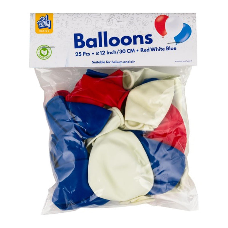 Afbeelding laden in galerijviewer, Paperdreams ballonnen rood wit blauw 30cm 25 stuks