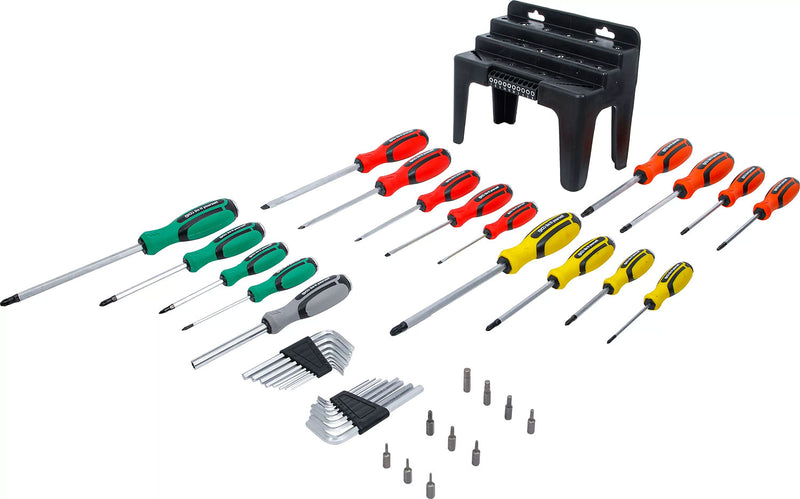 Load image into Gallery viewer, Bgs technic screwdriver set with bit assortment in a plastic stand 44-piece