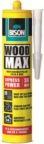 Load image into Gallery viewer, Bison wood max® express power koker 380 g, extreem snel, voor alle houtsoorten, d4, hoge aanvangshechting, hecht hout aan bijna alle soorten ondergronden