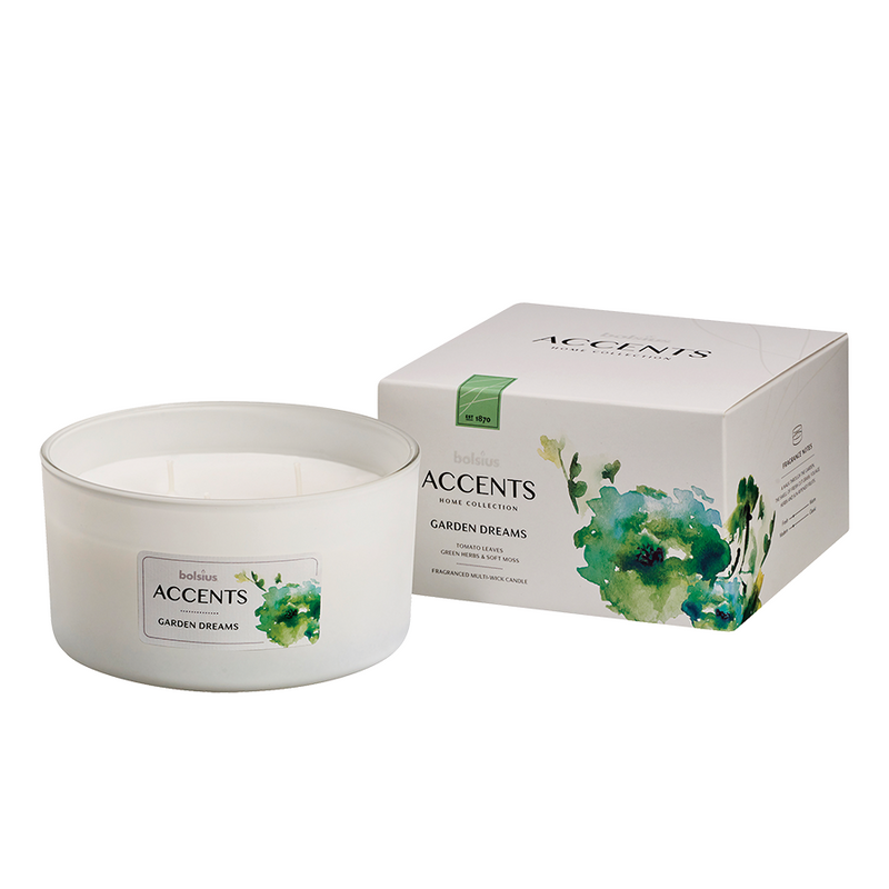 Afbeelding laden in galerijviewer, Bolsius geurglas accents multi lont garden dreams 75 137mm