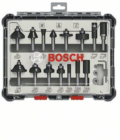 Load image into Gallery viewer, Bosch accessoires 15-delige gemengde freesset - schachtdiameter 8 mm - 2607017472