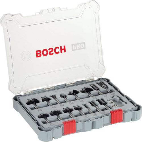 Load image into Gallery viewer, Bosch accessoires 15-delige gemengde freesset - schachtdiameter 8 mm - 2607017472