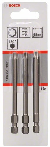 Load image into Gallery viewer, Bosch accessoires 3-delige bitset extra hard t20; t25; t30; 89 mm 3st - 2607001760