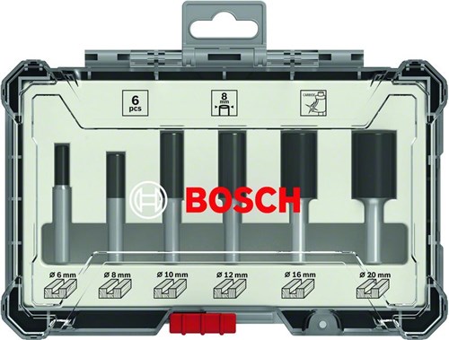 Load image into Gallery viewer, Bosch accessoires 6-delige rechte freesset - schachtdiameter 8 mm - 2607017466