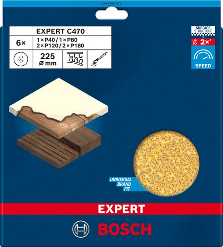 Load image into Gallery viewer, Bosch accessoires expert c470 schuurpapier 225 mm, k 40 80 120 180, 6-delig - 2608901677