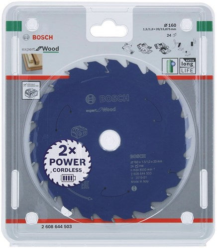 Afbeelding laden in galerijviewer, Bosch accessoires expert for wood cirkelzaagblad voor accuzagen 160x1,5 1x20 t24 - 1 stuk(s) - 2608644503 - 2608644503