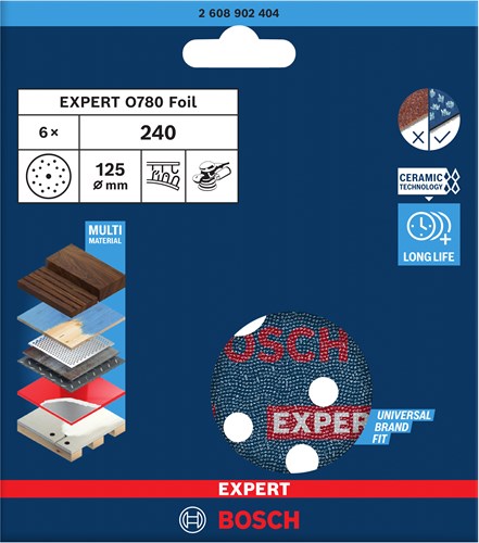 Load image into Gallery viewer, Bosch accessoires expert schuurschijf o780 met film onderlaag, 125 mm, g240, 6x - 2608902404