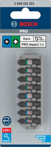 Load image into Gallery viewer, Bosch accessoires impact 8 delige bitset - ph1 ph2 ph3 pz2 pz3 - impact control - 2608522323