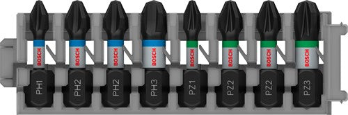 Load image into Gallery viewer, Bosch accessoires impact 8 delige bitset - ph1 ph2 ph3 pz2 pz3 - impact control - 2608522323