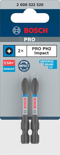 Afbeelding laden in galerijviewer, Bosch accessoires pro phillips slagschroefbit | ph2 | 55 mm | 2-delig - 2608522520