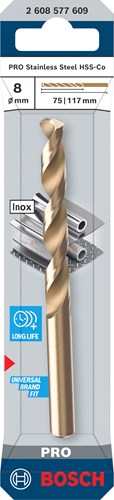 Afbeelding laden in galerijviewer, Bosch accessoires pro stainless steel metaalboor hss-co | din 338 | 8 x 75 x 117 mm - 2608577609
