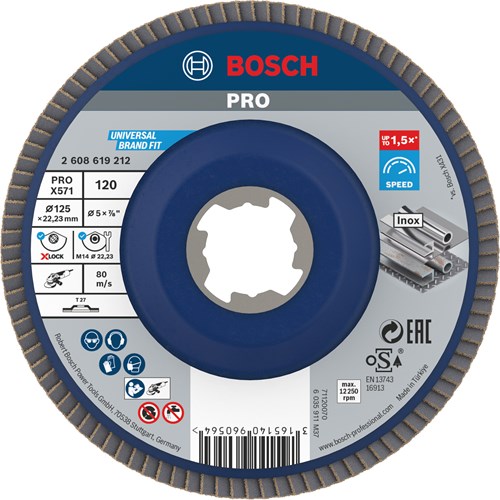 Afbeelding laden in galerijviewer, Bosch accessoires x-lock lamellenschijf best for metal recht, kunststof, ø125mm, g 120, x571 - 1 stuk(s) - 2608619212