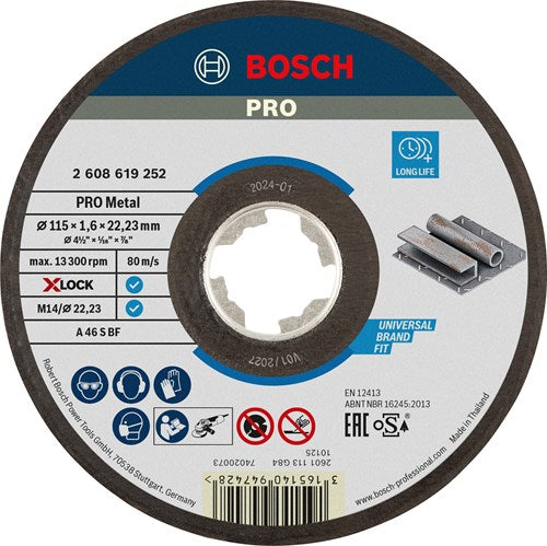 Load image into Gallery viewer, Bosch accessoires x-lock slijpschijf expert for metal 115x1.6x22.23mm, recht - 1 stuk(s) - 2608619252