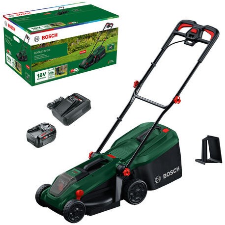 Load image into Gallery viewer, Bosch groen accumaaier rotak 18v-32 | incl. 1 x 18 v li-ion accu (4,0 ah) + al18v-44 lader + mulchplug - 06008b9p00