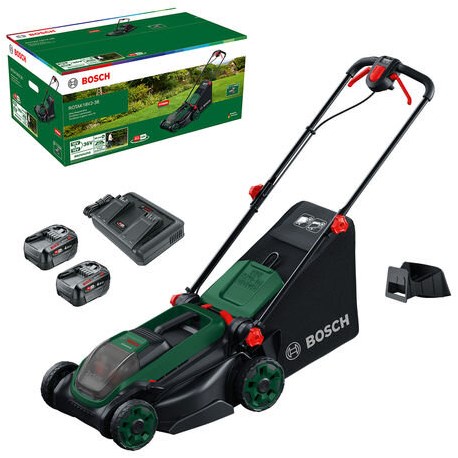Afbeelding laden in galerijviewer, Bosch groen bosch – rotak18v2-38 – accu grasmaaier – 38 cm – 2x 18v 4ah