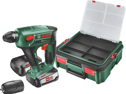 Load image into Gallery viewer, Bosch groen uneo maxx sbx - accu boorhamer | 18v | 2 x 1.5 ah accu + lader | in koffer - 060395230k