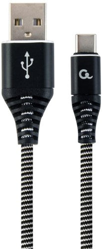 Afbeelding laden in galerijviewer, Enzo cablexpert usb-c laadkabel | 1m | omvlochten | zwart-wit - 9530140