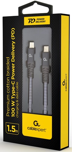 Afbeelding laden in galerijviewer, Enzo cablexpert usb-c - usb-c laadkabel 1,5m zilver - max 100w - 9530166