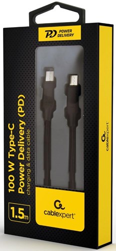 Afbeelding laden in galerijviewer, Enzo cablexpert usb-c - usb-c laadkabel | 1,5m | zwart | max 100w - 9530165